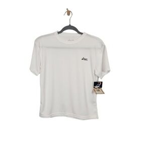 Asics Mens Short‎ Sleeve T-Shirt White Crew Neck Athletic Training - Medium
